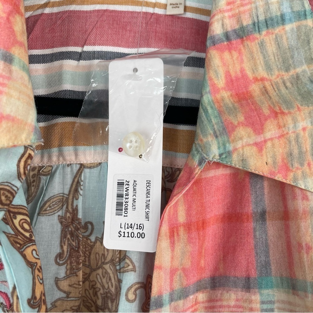 NWT Soft Surroundings Descansa Tunic Mixed Print Embroidered Size Large - Picture 9 of 14